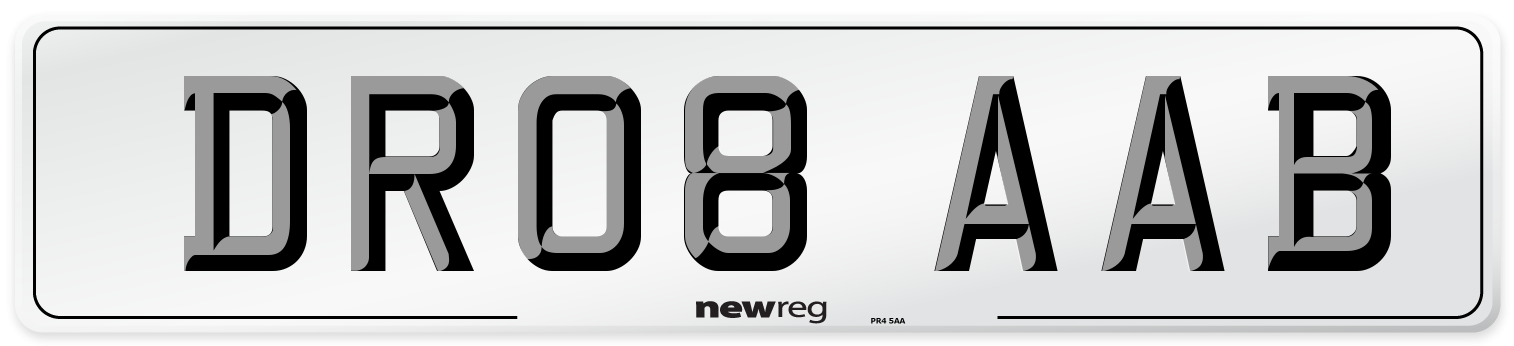 DR08 AAB Number Plate from New Reg
